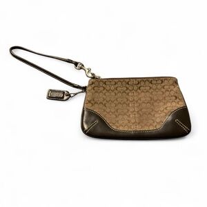 COACH Tan and Brown Signature Wristlet